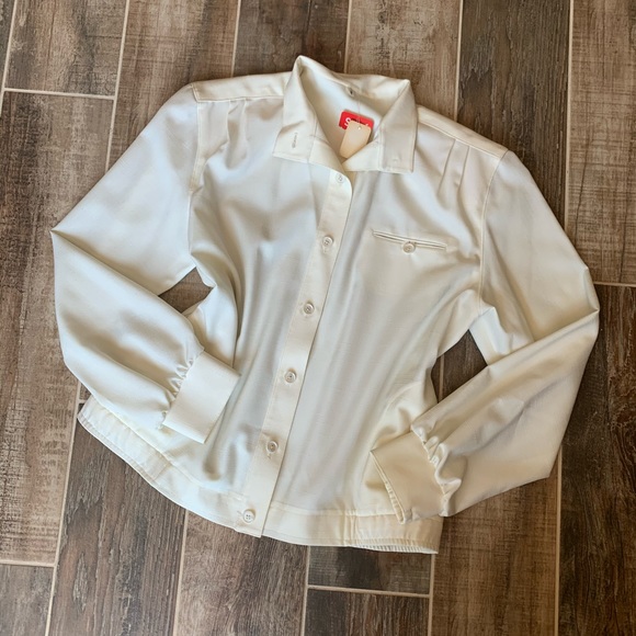 ✨ NWT Vintage 70’s Cream Light Jacket Button Down - Picture 3 of 11